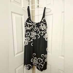 INC International Concepts Black and White Swirl Midi Dress
